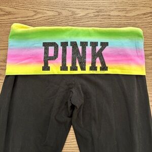 Victoria's Secret Black Pants with Multicolor Waistband